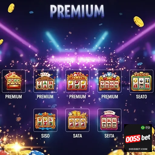 Imagem de jogos de cassino no site 0055bet, com destaque para opções diversas de entretenimento online.