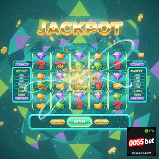 Tela de slot games na 0055bet com bônus de boas-vindas